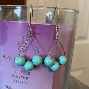 Tear drop Turquoise bead earrings